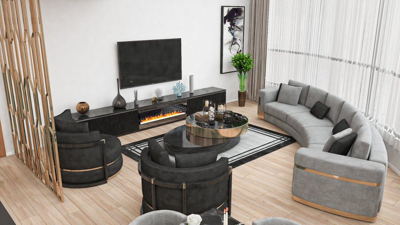 Şömineli Tv Ünitesi | Elano Luxury | Masko | Modoko